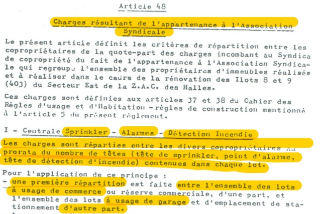 Extrait du règlement de copropriété. Son application est une obligation. Pourtant, cela n'est pas le cas.