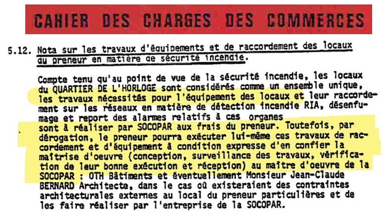 Sécurité incendie des commerces. Ces travaux sont réalisés sous la surveillance des SOCOPAR.